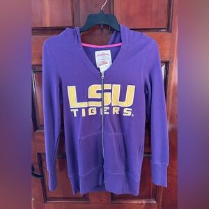 LSU Tigers Purple Full Zip-Up Hoodie by Wishbone Size Medium Tunic Length